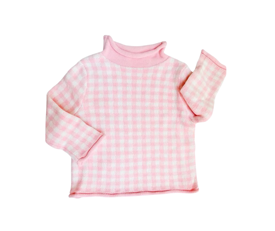 Pink Gingham Rollneck