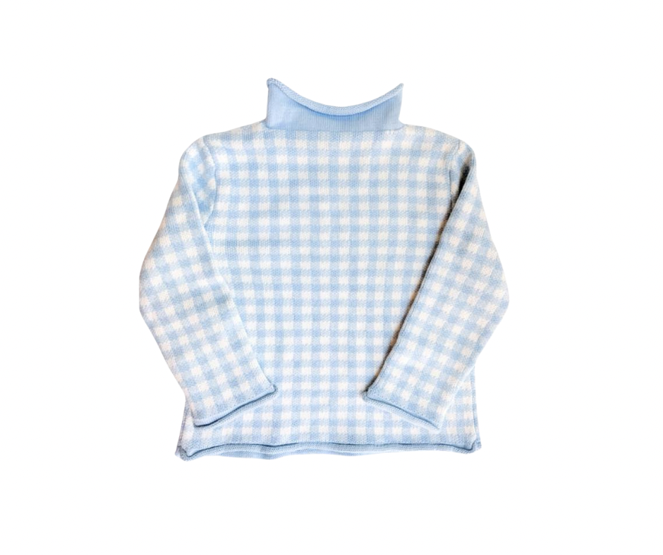 Blue Gingham Rollneck