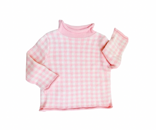 Pink Gingham Rollneck