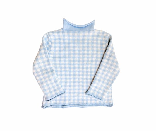 Blue Gingham Rollneck